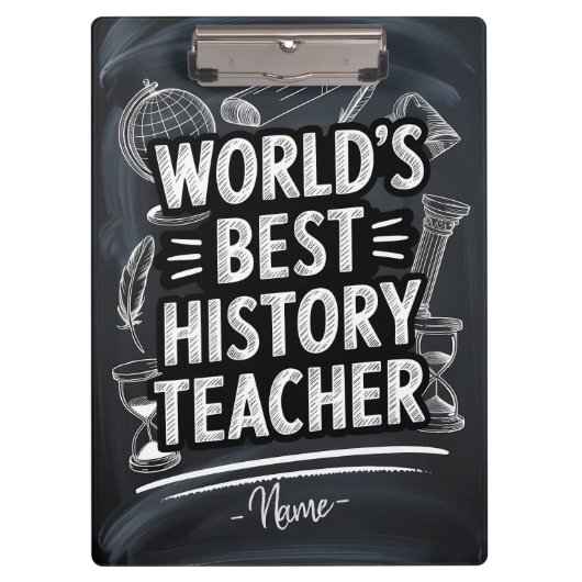 Best History Teacher Chalkboard Design Klemmbrett (Vorderseite)