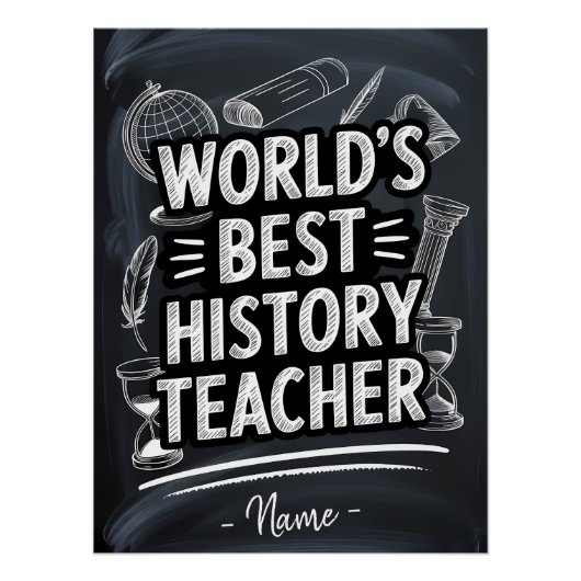 Best History Teacher Chalkboard Design Poster (Vorderseite)