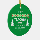 Best History Teacher Typografy Christmas Green Keramik Ornament (Rechts)