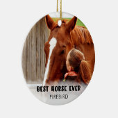 BEST HORSE EVENT Foto White Overlay Personalisiert Keramik Ornament (Rechts)