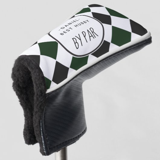 Best Hubby von Par Green Kariert Golf Headcover (3/4 Vorderseite)