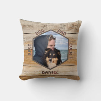 Best Hund Vater Rustic Wood Custom Foto Kissen
