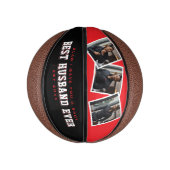Best Husband Ever 3 Photo Collage Red & Black Mini Basketball (Vertikal)