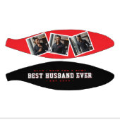 Best Husband Ever 3 Photo Collage Red & Black Mini Basketball (Panele)