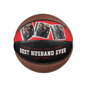 Best Husband Ever 3 Photo Collage Red & Black Mini Basketball (Vorderseite)
