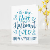 Best Husband ever 7th Birthday Typografy in Blue Karte (Gelbe Blume)