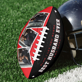 Best Husband Ever Photo Valentine's Red & Black Football