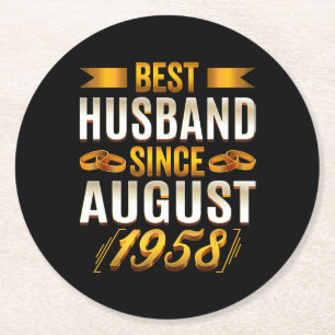 Best Husband FunnyAnniversary Mama Vater Runder Pappuntersetzer