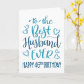 Best Husband je 46. Geburtstag Typografie in Blau Karte (Gelbe Blume)
