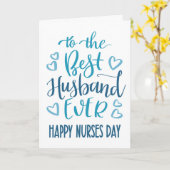 Best Husband je Nurses Day Typografie in Blue Karte (Gelbe Blume)