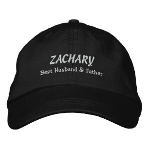 BEST HUSBAND und VATER Black Hat WHITE Thread C03 Bestickte Baseballkappe