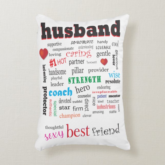 Best Husband Wonderful A1 Word Cloud Zierkissen (Vorderseite(Vertikal))