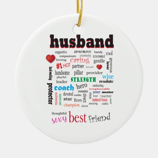 Best Husband Word Cloud Keramik Ornament (Vorne)