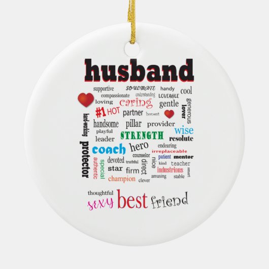 Best Husband Word Cloud Keramik Ornament (Hinten)
