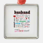 Best Husband Word Cloud Silbernes Ornament (Vorne)