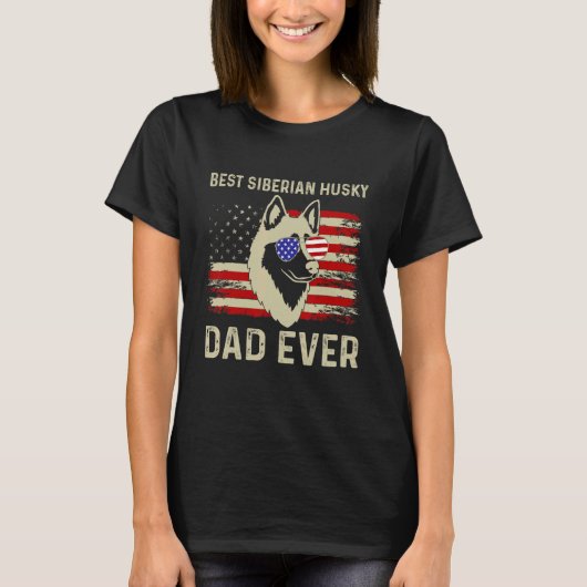 Best Husky Vater jemals Fathday American Flag 4. T-Shirt (Vorderseite)