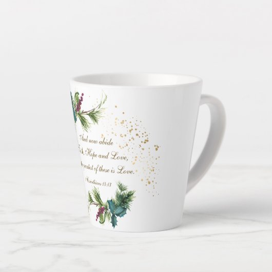 Best ist die Liebe Bibel Winter Evergreen Weihnach Milchtasse (Rechte Ecke)