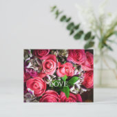 Best ist Liebe Pink Roses Bouquet Postcard Postkarte (Stehend Vorderseite)