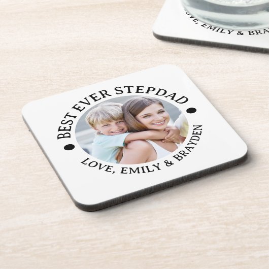 BEST JE STEPDAD Foto Personalisiert Getränkeuntersetzer (Linke Seite)