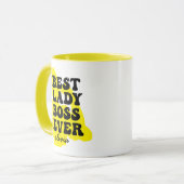 Best Lady Boss je Retro Gelbe Individuelle Name Ta Tasse (Vorderseite Links)