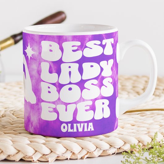 Best Lady Boss je Retro Lila Gefärbte Krawatte Cus Jumbo-Tasse