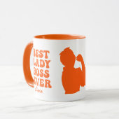 Best Lady Boss je Retro Orange Individuelle Name Tasse (Vorderseite Links)