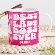 Best Lady Boss je Retro Pink Gefärbte Krawatte Cus