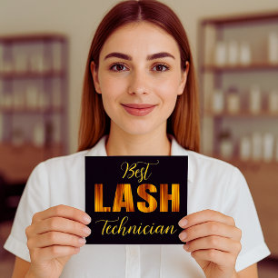 Best Lash Tech Bold Gold Minimalistisch Black Desi Quadratische Visitenkarte