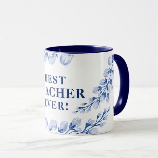 BEST LEHRER JE hübsche Aquarellblau Tasse (VorderseiteRechts)