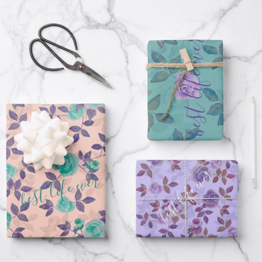 Best life ever text Customize Geschenkpapier Set (Vorderseite)