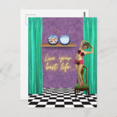 Best Life Funky Vintag Kitsch Postkarte (Vorne/Hinten)