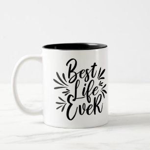 Best Life je Splash Kalligrafie Schwarz-Weiß Zweifarbige Tasse