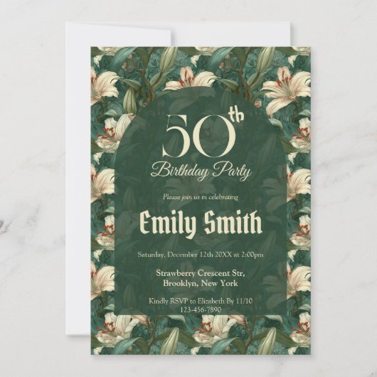 Best Lilies Accent Women Birthday Einladung (Vorderseite)