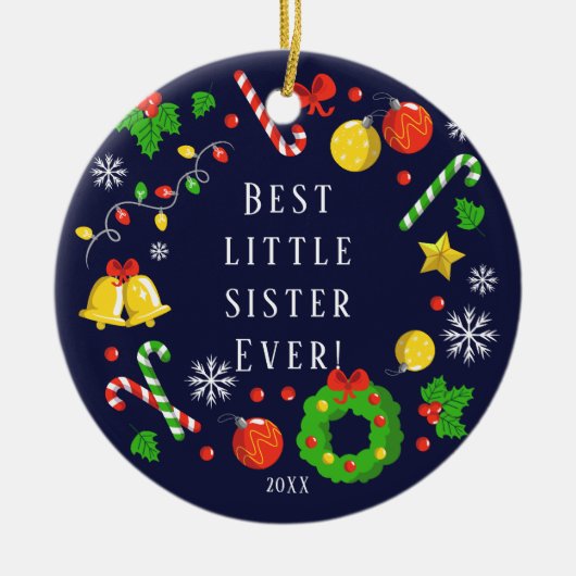 Best Little Sister Ever Christmas Ornament (Vorne)