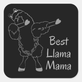 BEST LLAMA MAMA lustige Geschenkidee für Mutter Quadratischer Aufkleber