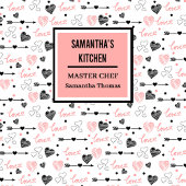 Best Love Gift Apron Pink Black Hearts Love Letter Schürze