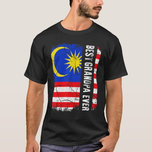 Best Malaysian Grandpa Ever Malaysia Flag Father's T-Shirt (Vorderseite)