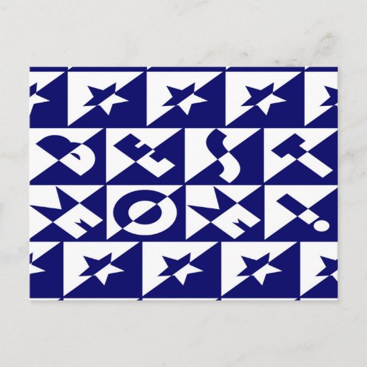 Best Mama Blue mit White Pattern Stars Postcard Postkarte (Vorderseite)
