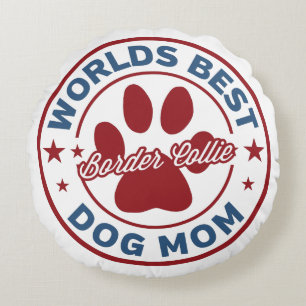 Best Mama Border Collie Paw Print Rundes Kissen
