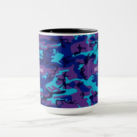 Best Mama Camouflage Dark Blue & Lila Pattern Tasse (Zentrum)