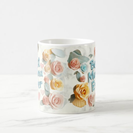 BEST MAMA EVER - 3D Blumendesign Kaffeetasse (Mittel)