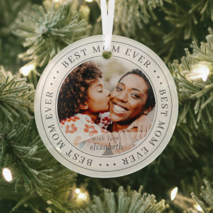 Best Mama Ever Classic Simple Foto Ornament Aus Glas