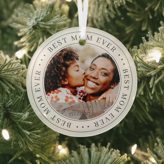 Best Mama Ever Classic Simple Foto Ornament Aus Glas (InSitu)