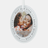 Best Mama Ever Classic Simple Foto Ornament Aus Glas (Vorderseite links)