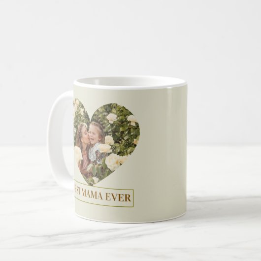 Best Mama Ever Custom Photo Heart Elegant mug  Kaffeetasse (Vorderseite Links)