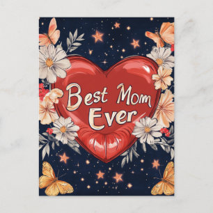 Best Mama Ever Heart Mother's Day Holiday Postkart Feiertagspostkarte