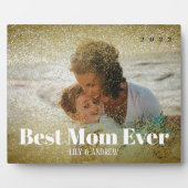 "BEST MAMA EVER" Imitate Gold Glitzer Foto Fotoplatte (Vorderseite)
