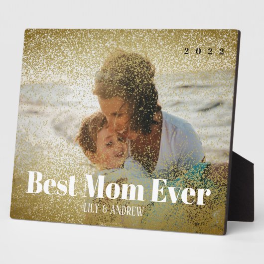 "BEST MAMA EVER" Imitate Gold Glitzer Foto Fotoplatte (Seite)