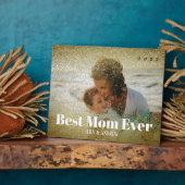 "BEST MAMA EVER" Imitate Gold Glitzer Foto Fotoplatte (Seite)