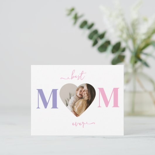 Best Mama Ever Personalisiert Heart Foto Postkarte (Stehend Vorderseite)